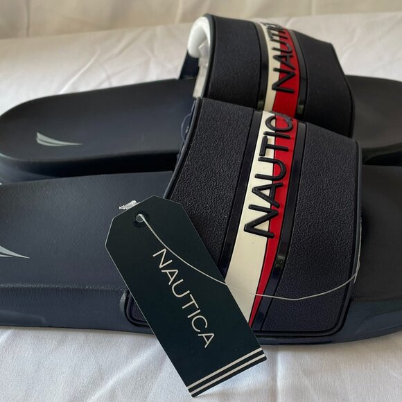 Nautica STUNSAIL TODDLER Comfort Flip Flop Slipper in Navy and Red, Size 9 US - Picture 4 of 8